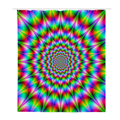 Spiky Psychedelic Optical Illusion Polyester Shower Curtain
