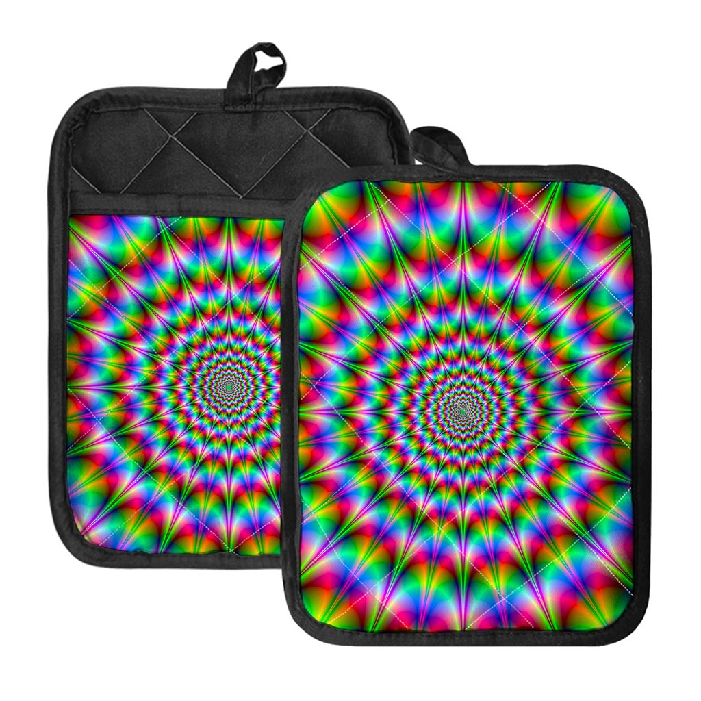 Spiky Psychedelic Optical Illusion Pot Holders With Pocket