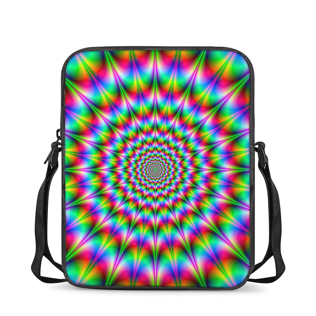 Spiky Psychedelic Optical Illusion Rectangular Crossbody Bag