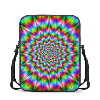 Spiky Psychedelic Optical Illusion Rectangular Crossbody Bag