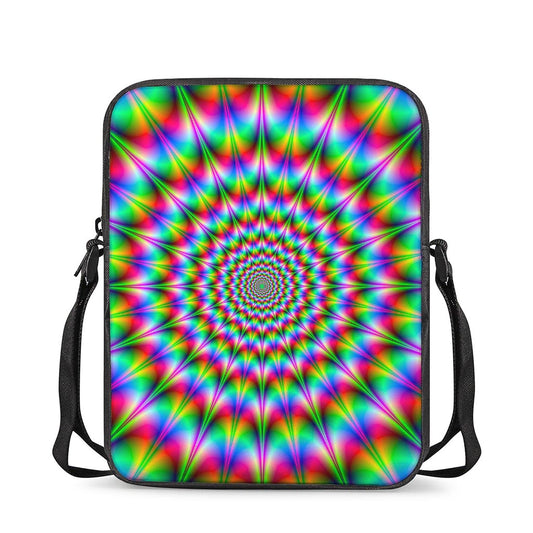 Spiky Psychedelic Optical Illusion Rectangular Crossbody Bag
