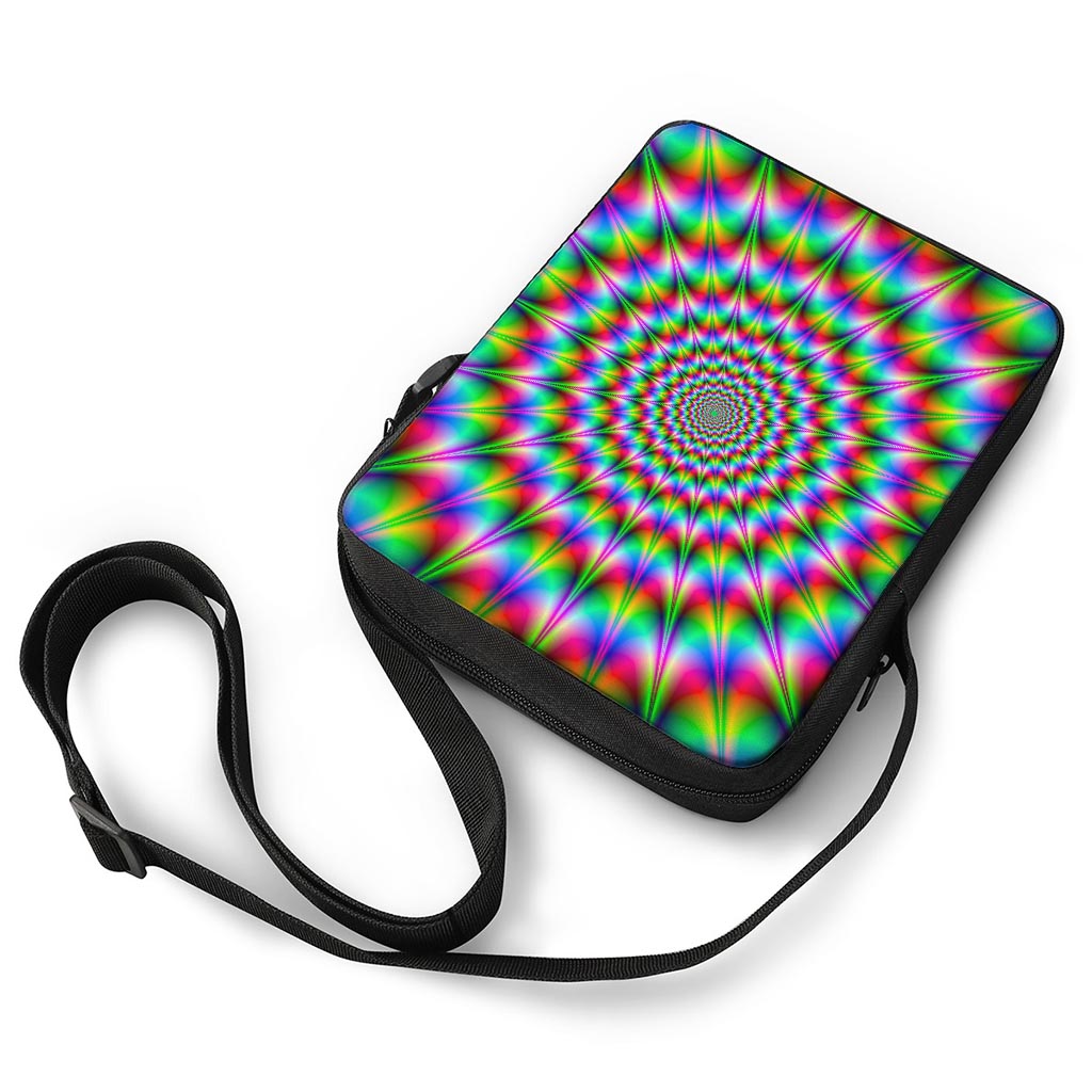 Spiky Psychedelic Optical Illusion Rectangular Crossbody Bag