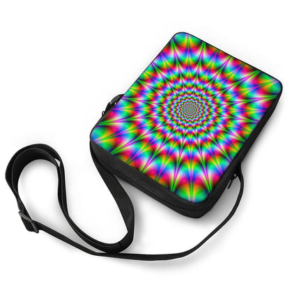 Spiky Psychedelic Optical Illusion Rectangular Crossbody Bag