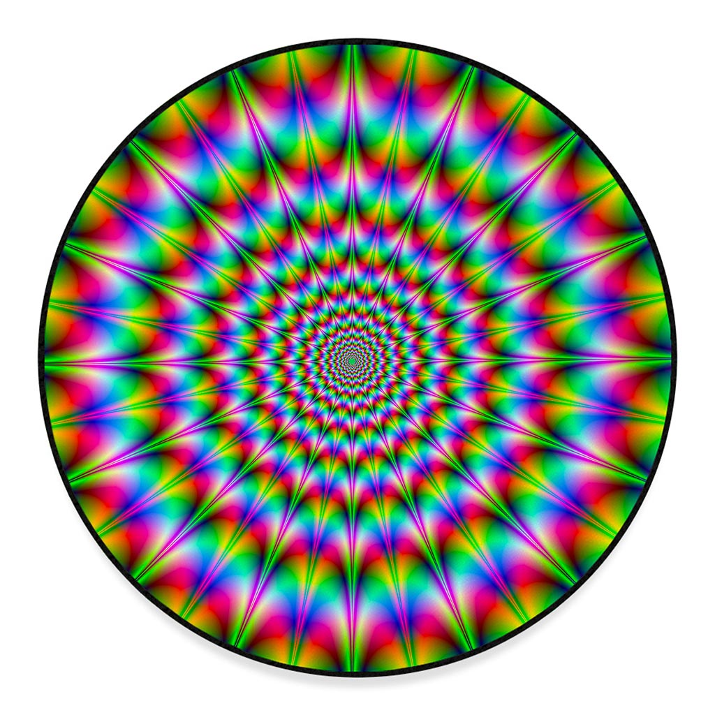Spiky Psychedelic Optical Illusion Round Floor Mat