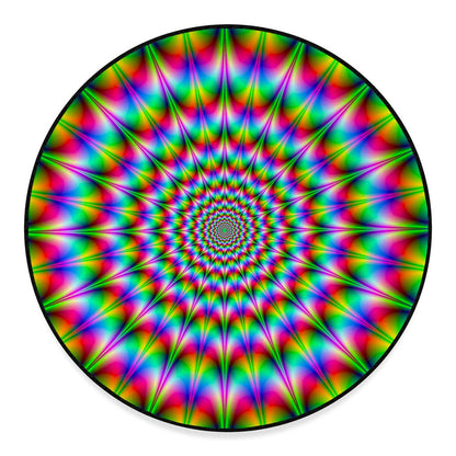Spiky Psychedelic Optical Illusion Round Floor Mat
