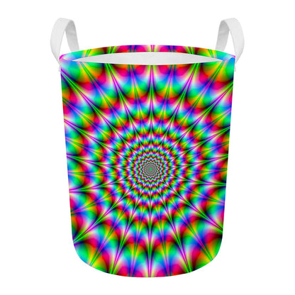 Spiky Psychedelic Optical Illusion Round Laundry Basket
