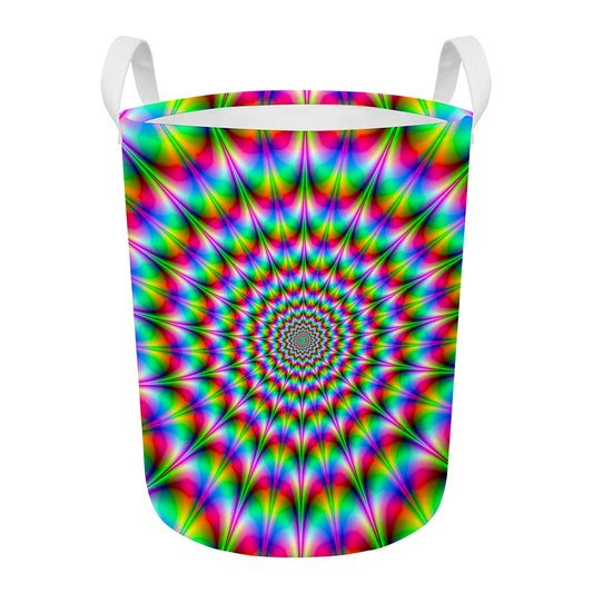 Spiky Psychedelic Optical Illusion Round Laundry Basket