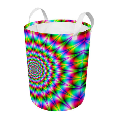 Spiky Psychedelic Optical Illusion Round Laundry Basket