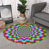 Spiky Psychedelic Optical Illusion Round Rug