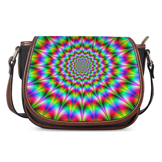 Spiky Psychedelic Optical Illusion Saddle Bag