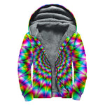 Spiky Psychedelic Optical Illusion Sherpa Lined Zip Up Hoodie