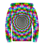 Spiky Psychedelic Optical Illusion Sherpa Lined Zip Up Hoodie
