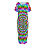 Spiky Psychedelic Optical Illusion Short Sleeve Long Nightdress