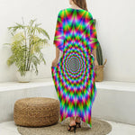 Spiky Psychedelic Optical Illusion Silk V-Neck Kaftan Dress