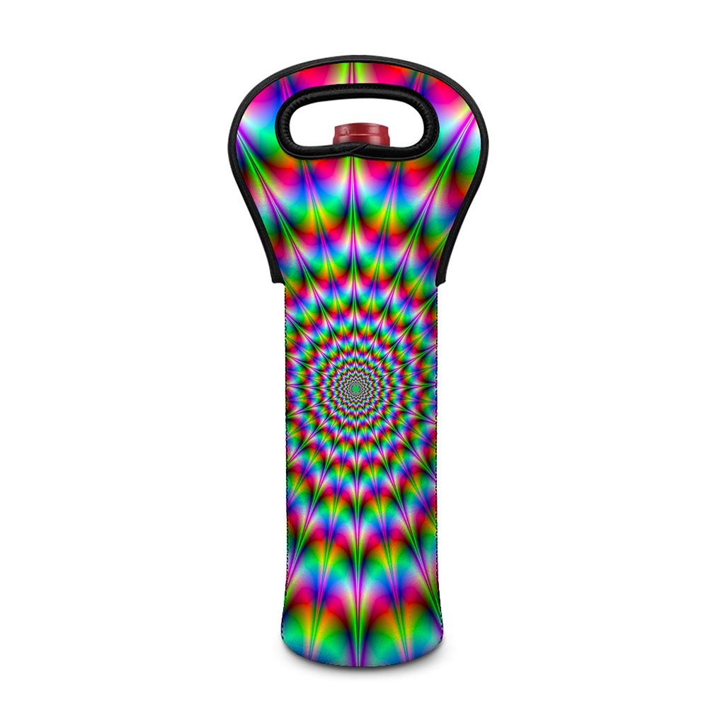Spiky Psychedelic Optical Illusion Single Neoprene Wine Tote