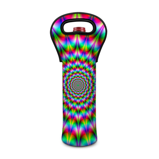 Spiky Psychedelic Optical Illusion Single Neoprene Wine Tote