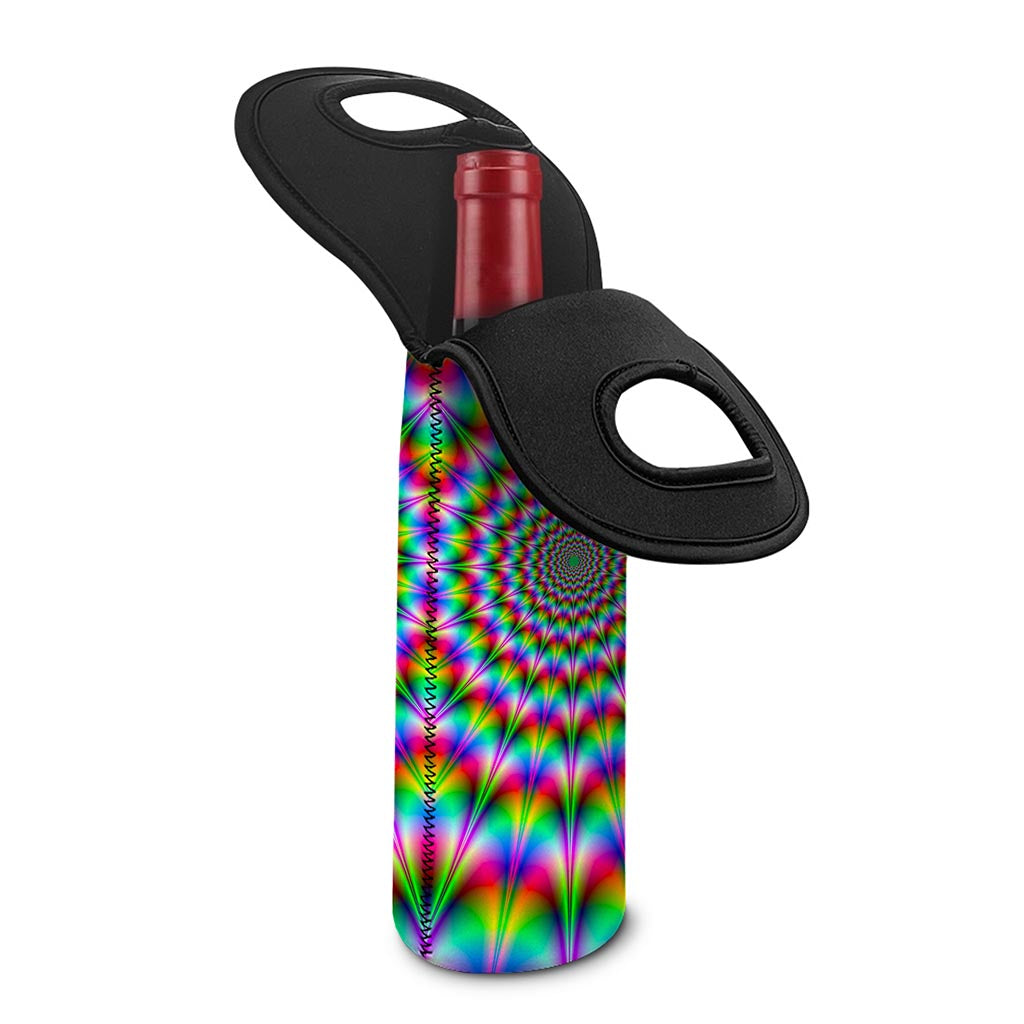 Spiky Psychedelic Optical Illusion Single Neoprene Wine Tote