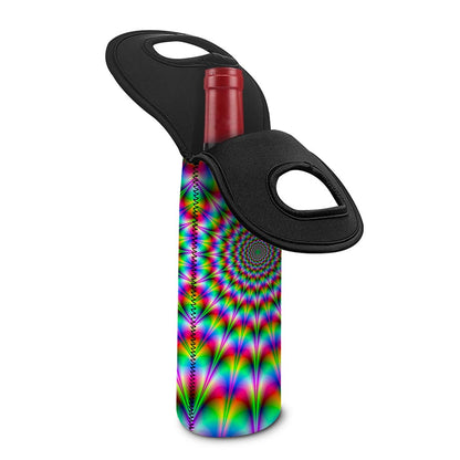 Spiky Psychedelic Optical Illusion Single Neoprene Wine Tote