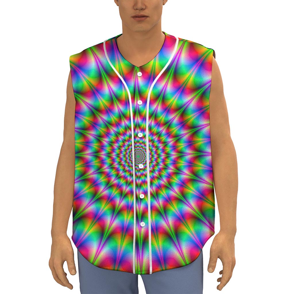Spiky Psychedelic Optical Illusion Sleeveless Baseball Jersey