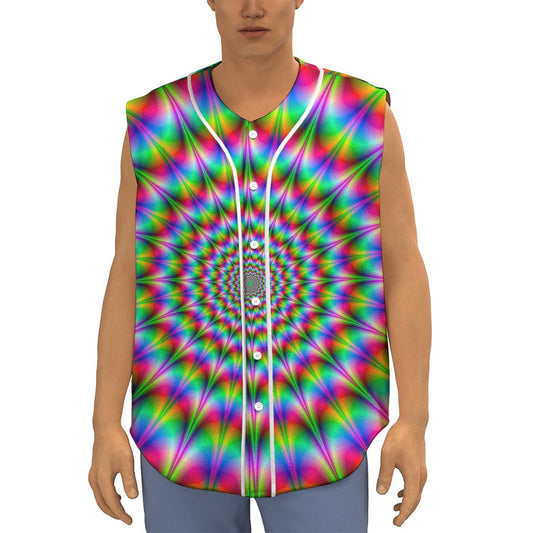 Spiky Psychedelic Optical Illusion Sleeveless Baseball Jersey