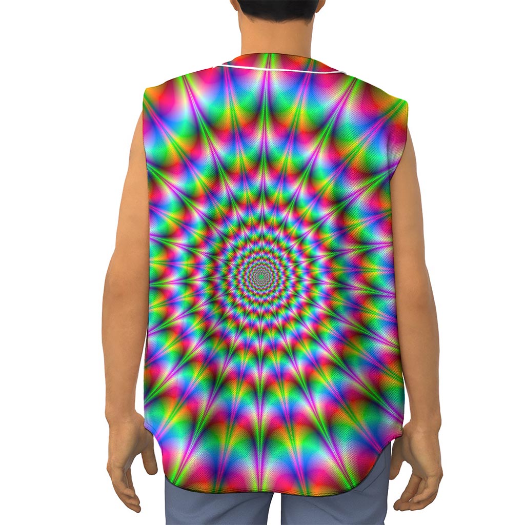 Spiky Psychedelic Optical Illusion Sleeveless Baseball Jersey