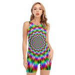 Spiky Psychedelic Optical Illusion Sleeveless One Piece Swimsuit