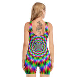 Spiky Psychedelic Optical Illusion Sleeveless One Piece Swimsuit