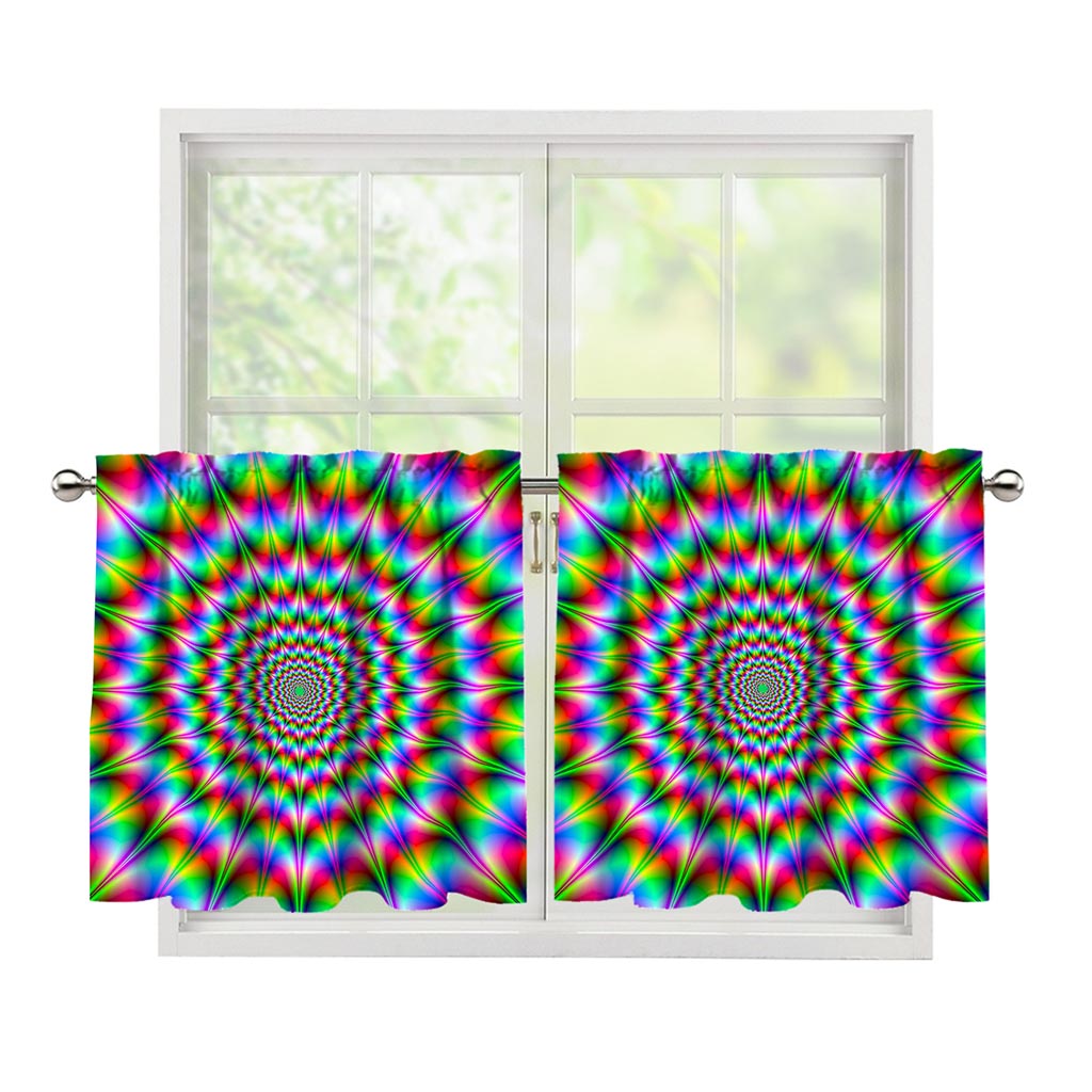 Spiky Psychedelic Optical Illusion Tier Curtains