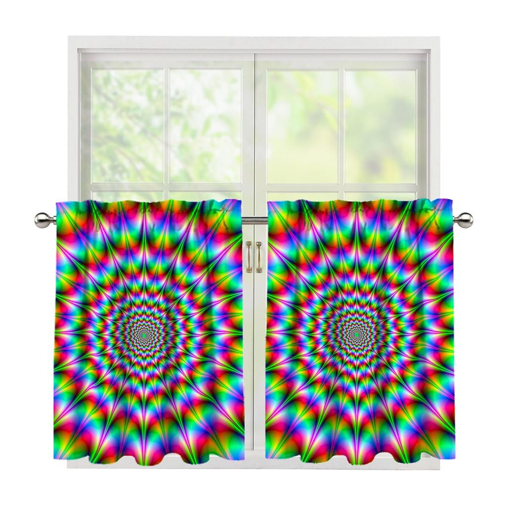Spiky Psychedelic Optical Illusion Tier Curtains