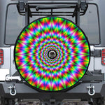 Spiky Psychedelic Optical Illusion Tire Cover With Camera Hole