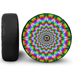 Spiky Psychedelic Optical Illusion Tire Cover With Camera Hole