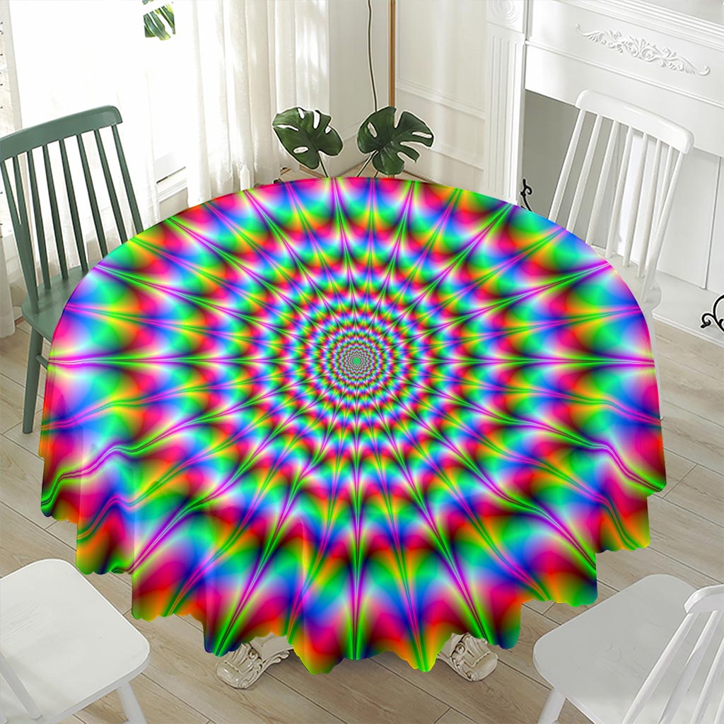 Spiky Psychedelic Optical Illusion Waterproof Round Tablecloth