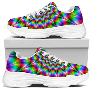 Spiky Psychedelic Optical Illusion White Chunky Shoes