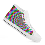 Spiky Psychedelic Optical Illusion White High Top Sneakers