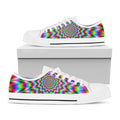 Spiky Psychedelic Optical Illusion White Low Top Sneakers