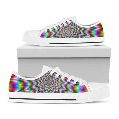 Spiky Psychedelic Optical Illusion White Low Top Sneakers