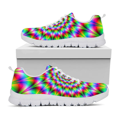 Spiky Psychedelic Optical Illusion White Running Shoes