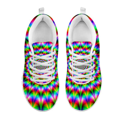 Spiky Psychedelic Optical Illusion White Running Shoes