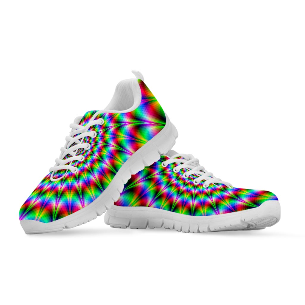Spiky Psychedelic Optical Illusion White Running Shoes