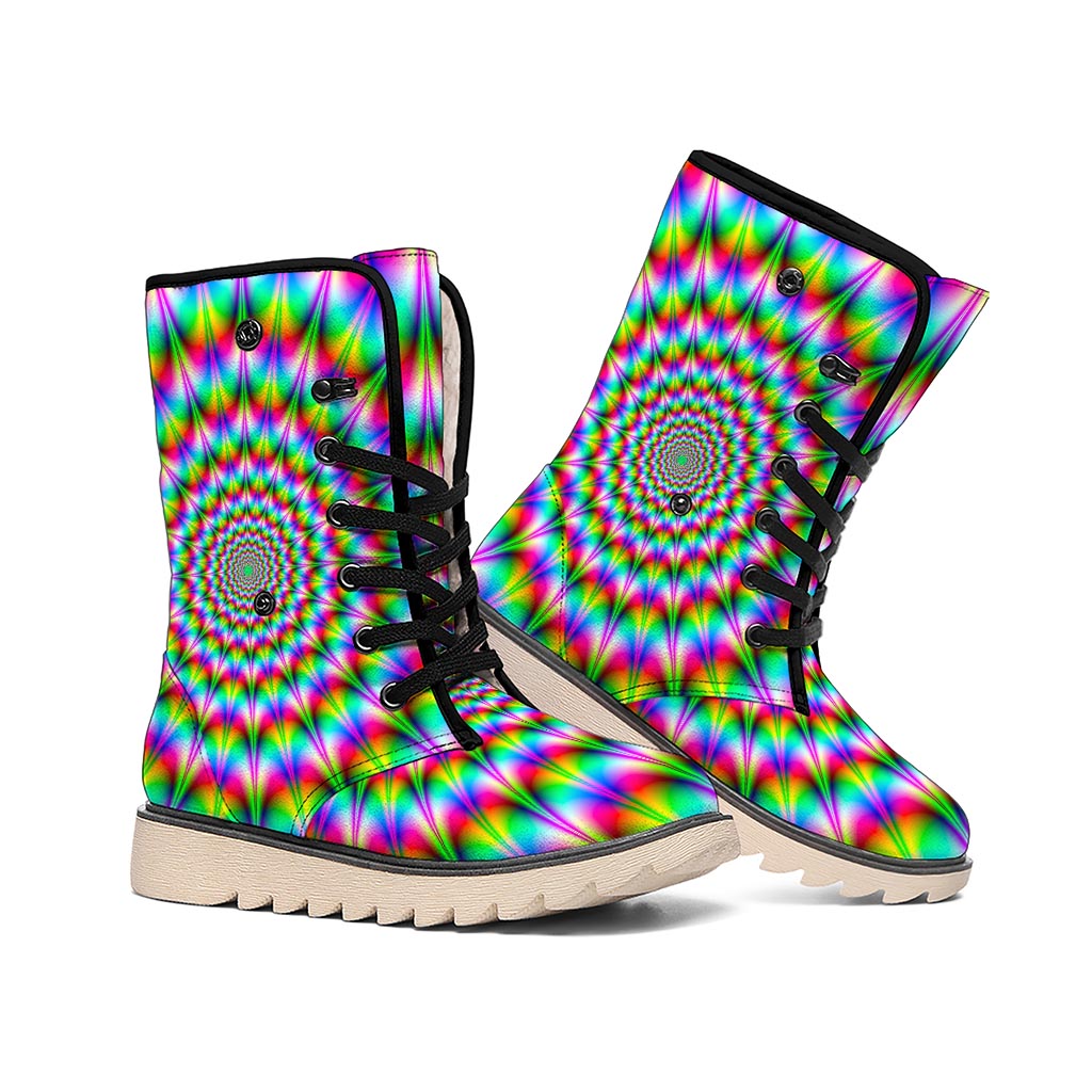 Spiky Psychedelic Optical Illusion Winter Boots