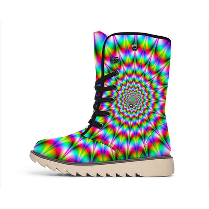 Spiky Psychedelic Optical Illusion Winter Boots