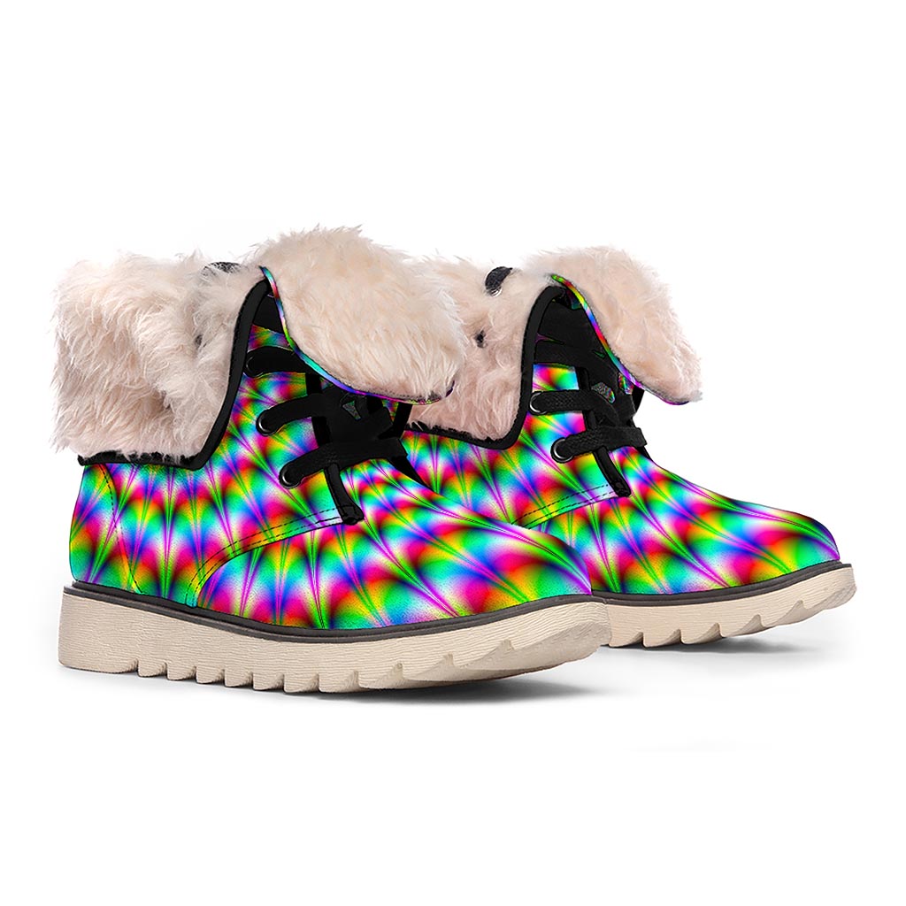 Spiky Psychedelic Optical Illusion Winter Boots