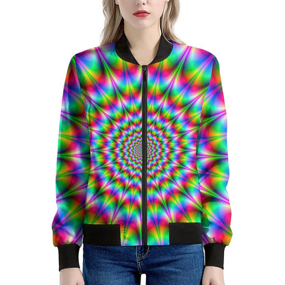Spiky Psychedelic Optical Illusion Women's Bomber Jacket