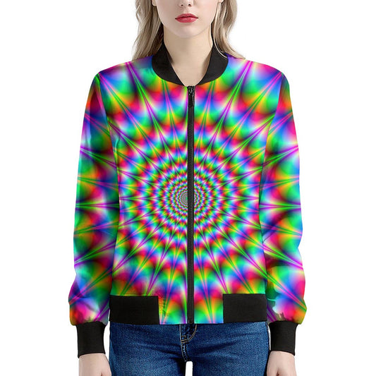 Spiky Psychedelic Optical Illusion Women's Bomber Jacket