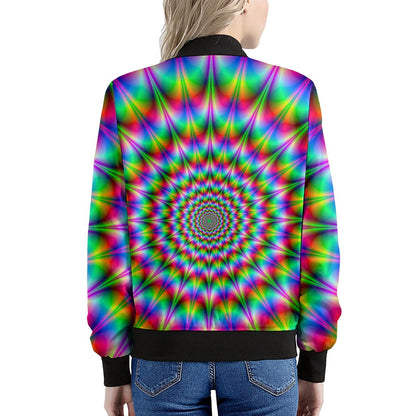 Spiky Psychedelic Optical Illusion Women's Bomber Jacket