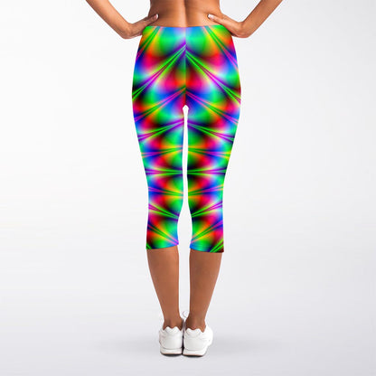 Spiky Psychedelic Optical Illusion Women's Capri Leggings