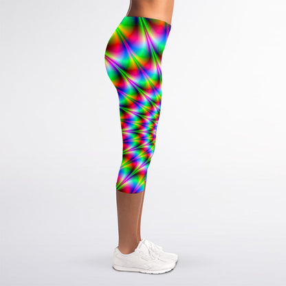 Spiky Psychedelic Optical Illusion Women's Capri Leggings