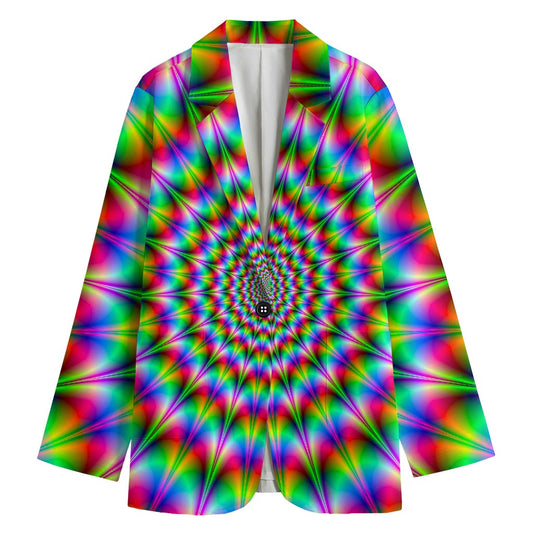Spiky Psychedelic Optical Illusion Women's Cotton Blazer