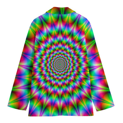 Spiky Psychedelic Optical Illusion Women's Cotton Blazer