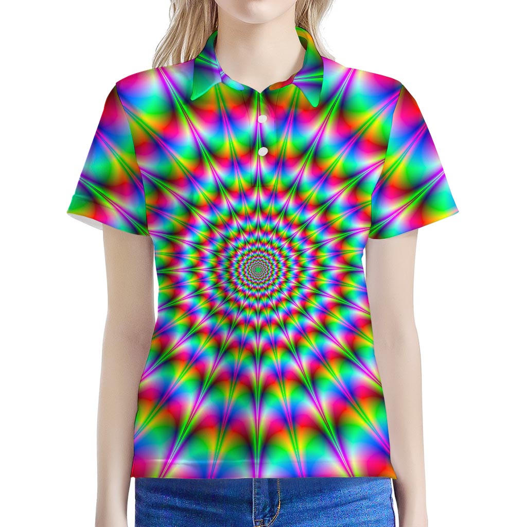 Spiky Psychedelic Optical Illusion Women's Polo Shirt